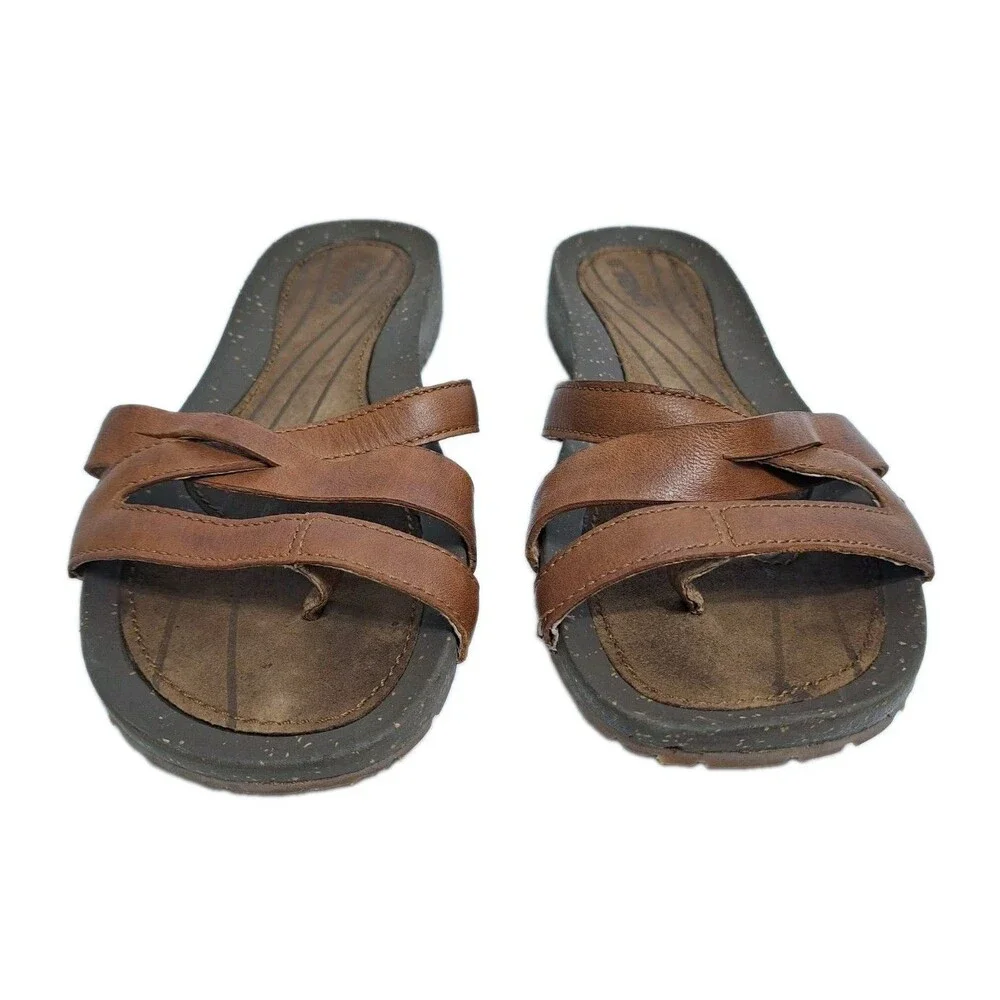 Teva Brown Leather Strap Sandals Womens Size 9 Strappy Beach Pool Flip Flops